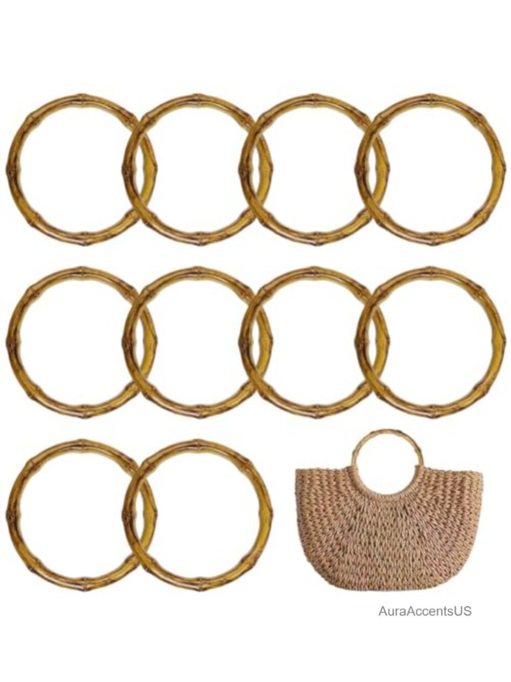 10 PCS Plastic Imitation Wood Round Handbag Handles DIY Purse Making